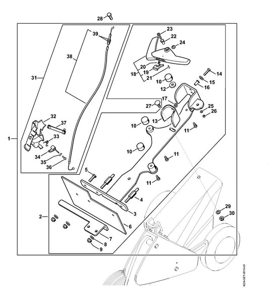 STIHL 4224-182-4002 Gaskabelsteun positie 32 technische tekening