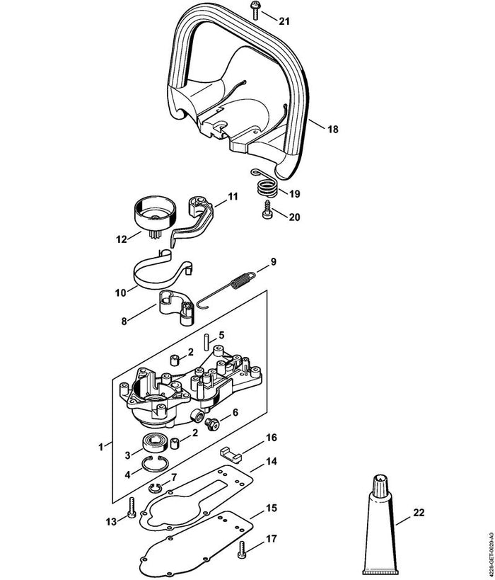 STIHL 4228-791-0101 Handgreep met handbeschermer positie 18 technische tekening