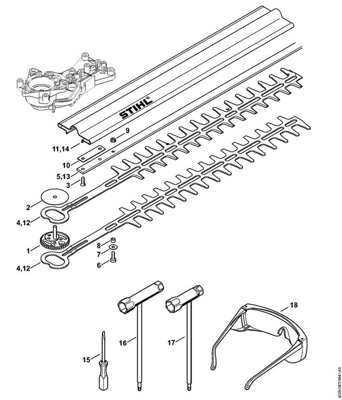 STIHL 4228-710-6051 Mes 600 mm / 24" positie 12 technische tekening