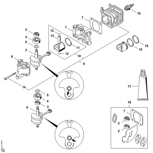 STIHL 4228-007-1050 Pakkingset positie 18 technische tekening