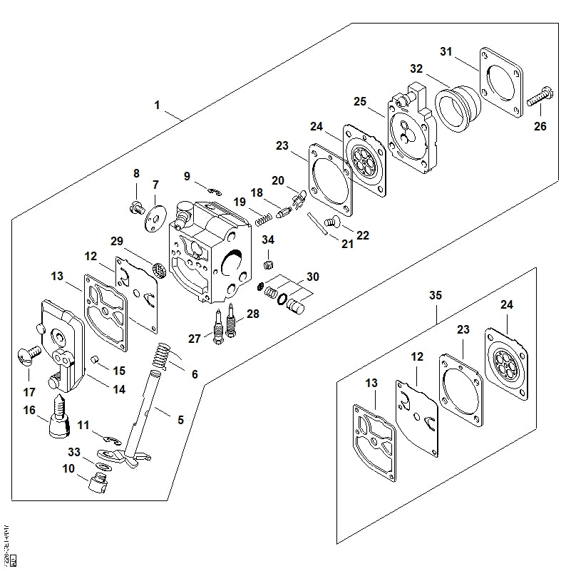 STIHL 4228-121-3303 Gasklepas positie 7 technische tekening