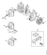 STIHL 4229-140-0600 Uitlaatdemper positie 9 technische tekening