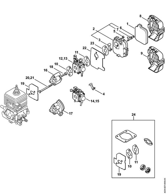 STIHL 4229-120-0604 Carburateur C1Q-S55B positie 14 technische tekening