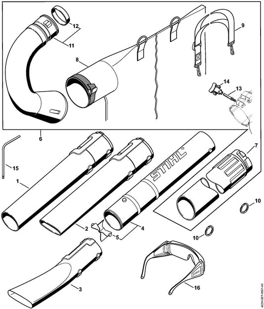 STIHL 4229-007-1000 Set aanzuigsysteem positie 6 technische tekening