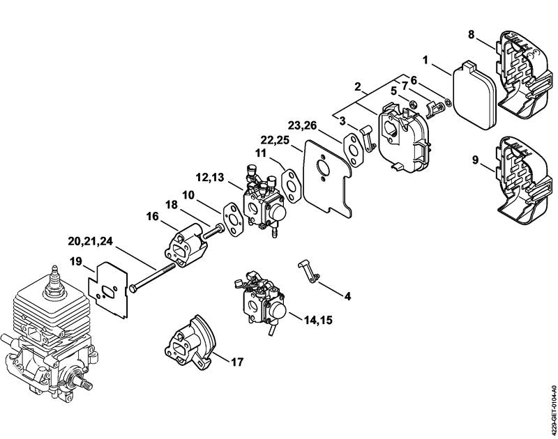 STIHL 4229-120-0606 Carburateur C1Q-S68H positie 12 technische tekening
