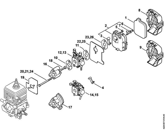 STIHL 4229-120-0606 Carburateur C1Q-S68H positie 12 technische tekening