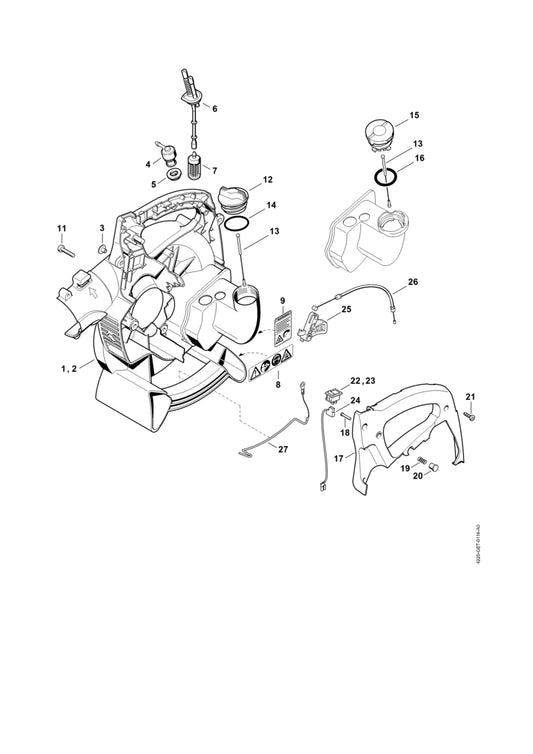 STIHL 4229-700-4153 Rotorhuis binnen positie 1 technische tekening