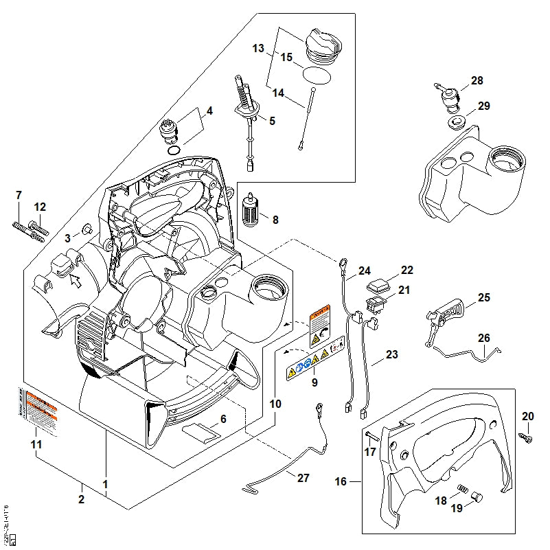 STIHL 4229-440-1900 Kabel positie 23 technische tekening
