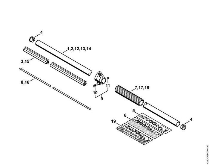 STIHL 4230-710-7101 Steel Ø 25,4 mm positie 2 technische tekening