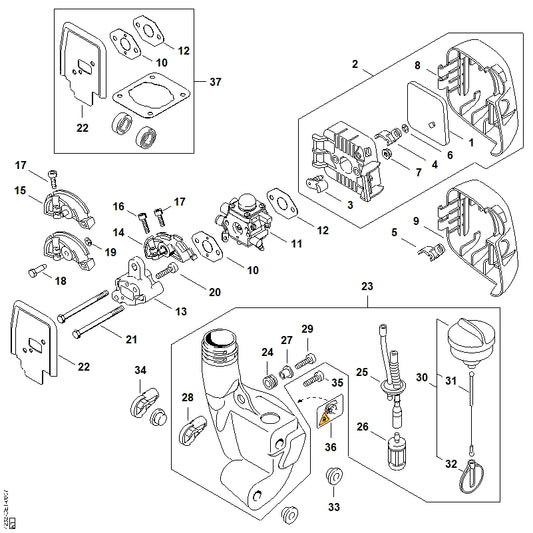 STIHL 4137-123-8900 Bout positie 18 technische tekening