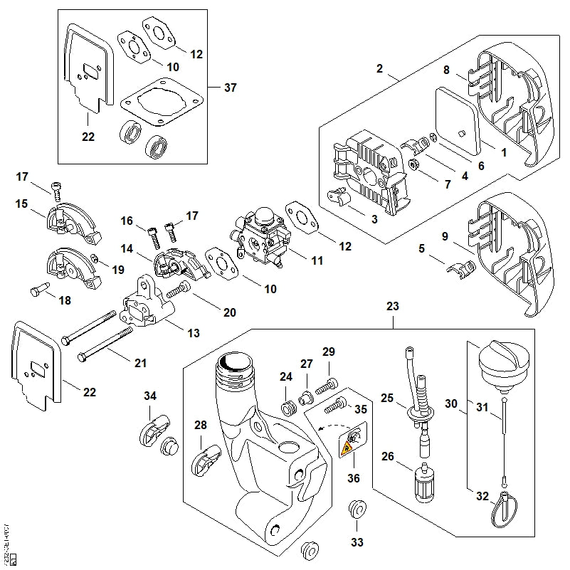 STIHL 4140-140-2850 Filterhuis positie 2 technische tekening