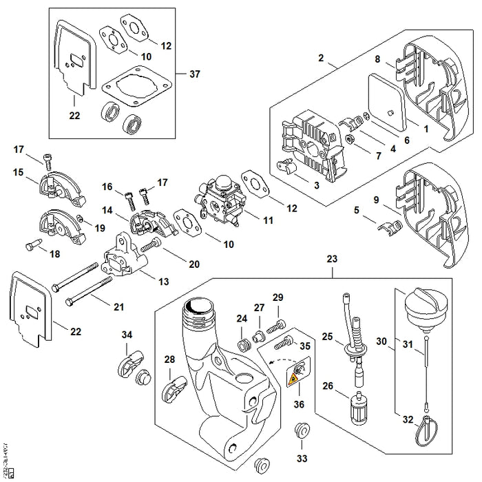 STIHL 4114-149-1205 Pakking positie 12 technische tekening