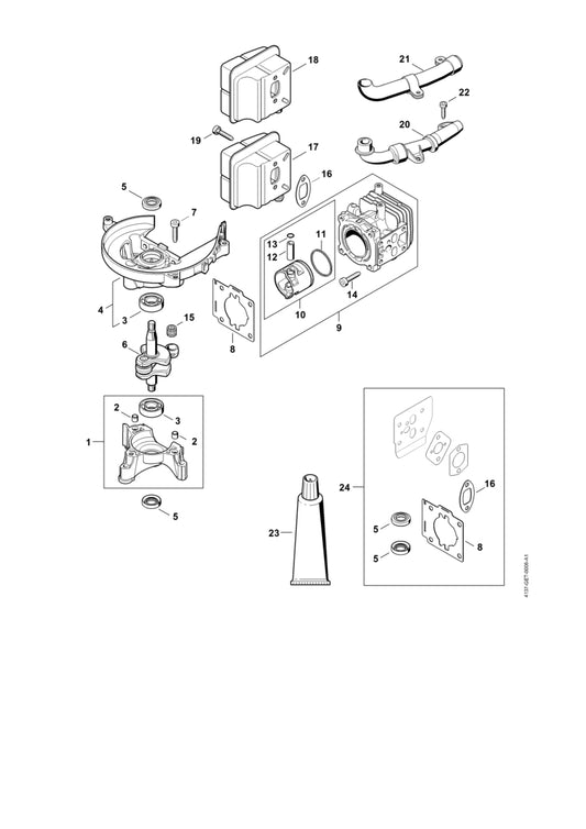 STIHL 4237-020-2902 Carter lagers positie 1 technische tekening