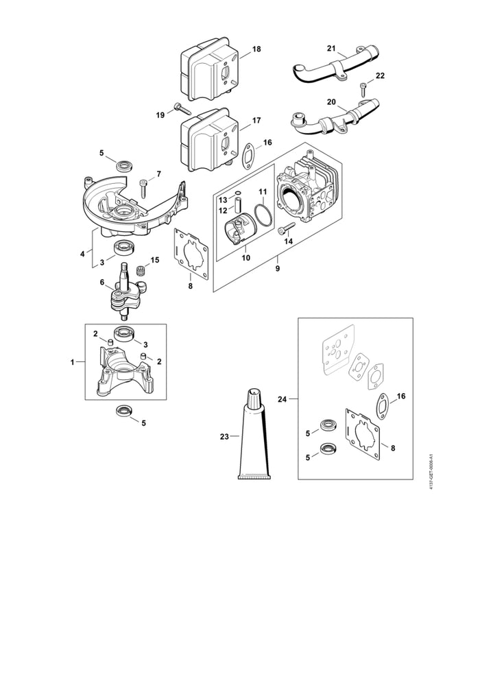 STIHL 4237-140-3402 Uitlaatpijp positie 20 technische tekening
