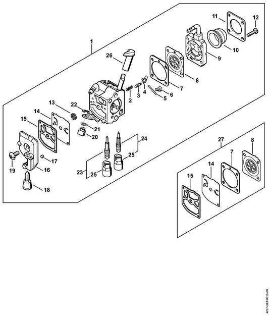 STIHL 4237-182-9501 Draaiknop positie 26 technische tekening