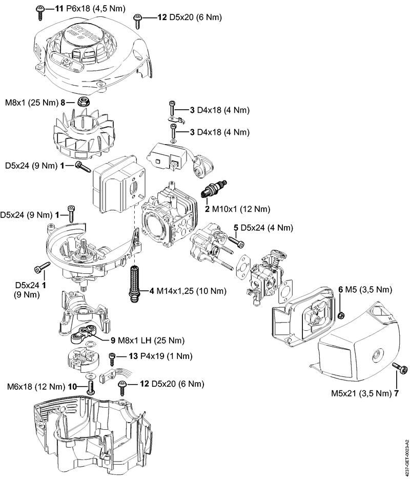 STIHL 4229-140-6903 Nippel met rooster positie 4 technische tekening