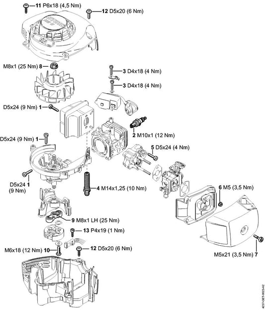 STIHL 4229-140-6903 Nippel met rooster positie 4 technische tekening