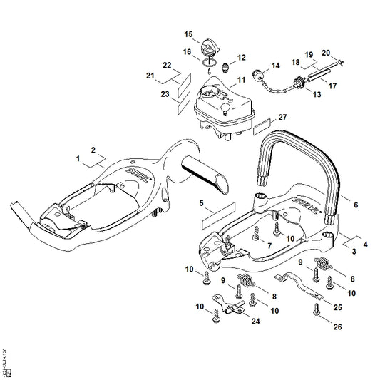 STIHL 4237-792-1100 Draagstang positie 25 technische tekening