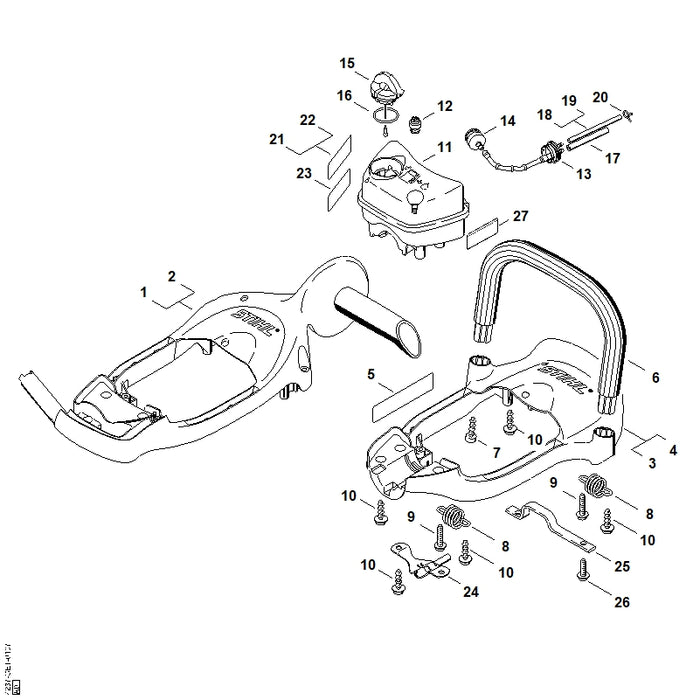 STIHL 4237-792-1100 Draagstang positie 25 technische tekening