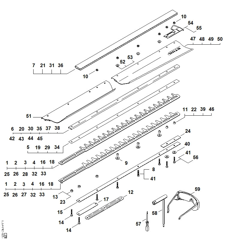 STIHL 4237-710-5905 Heggenschaar 750 mm / 30" T positie 16 technische tekening