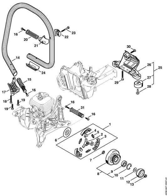 STIHL 4238-791-7606 Steun positie 26 technische tekening