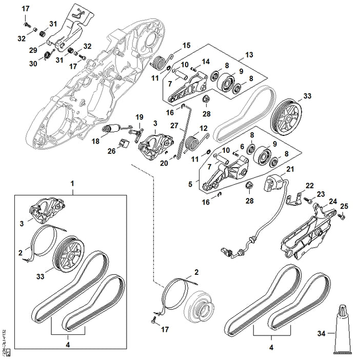 STIHL 4238-692-0400 Trekstang positie 27 technische tekening