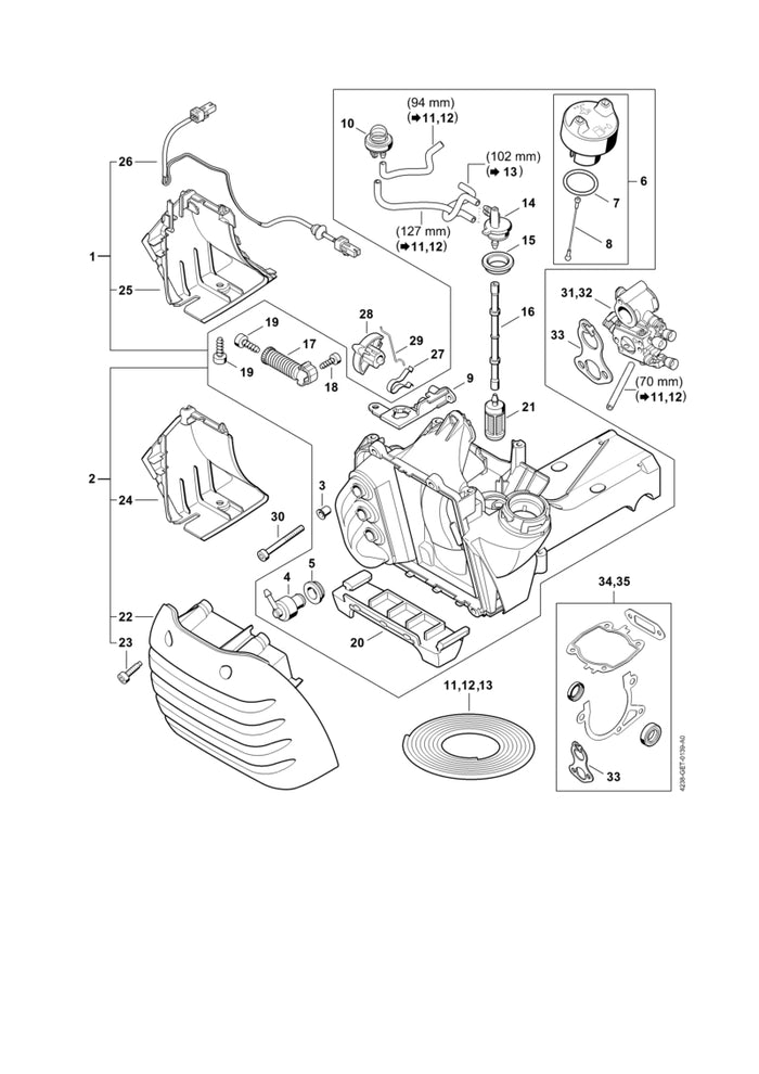 STIHL 4238-185-1500 Chokestang positie 29 technische tekening