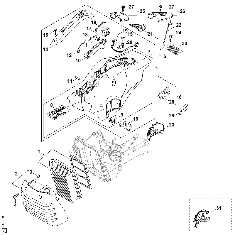 STIHL 4238-080-1608 Kap positie 7 technische tekening
