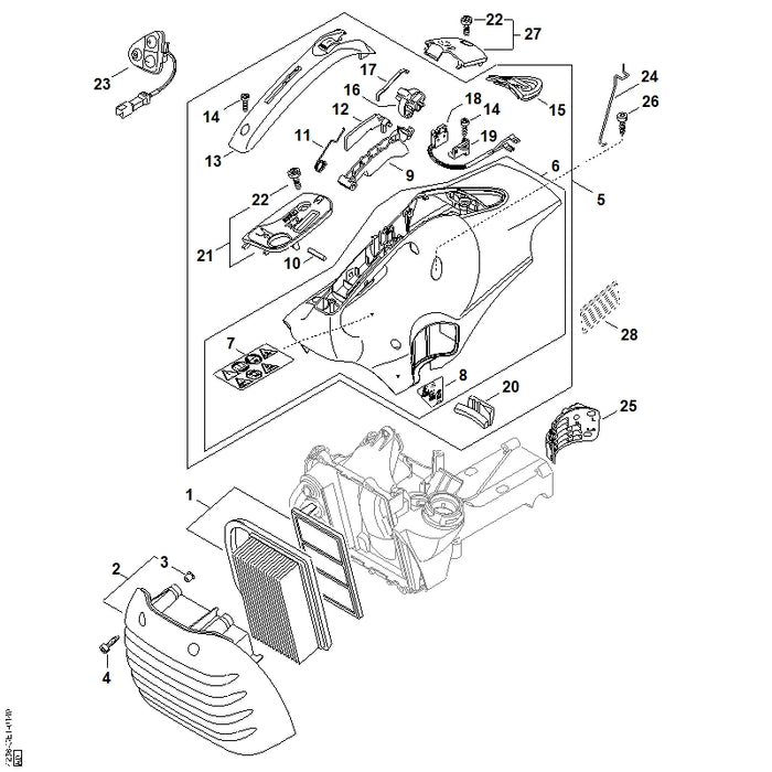 STIHL 4238-182-1500 Gasstang positie 24 technische tekening