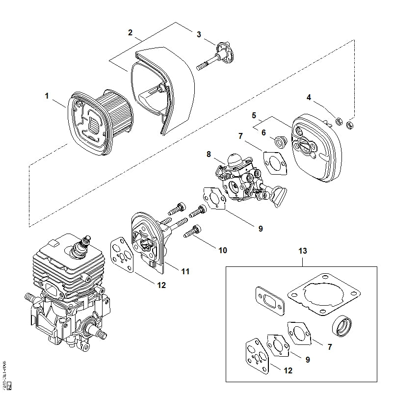 STIHL 4241-140-2803 Filterhuis positie 5 technische tekening