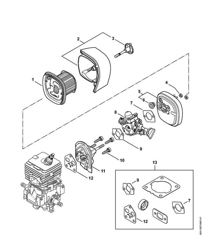 STIHL 4241-140-9300 Vleugelbout positie 3 technische tekening