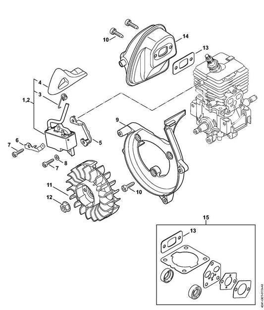 STIHL 4241-400-1200 Vliegwiel positie 11 technische tekening