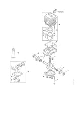 STIHL 4241-020-1201 Cilinder m. zuiger Ø 34 mm positie 8 technische tekening