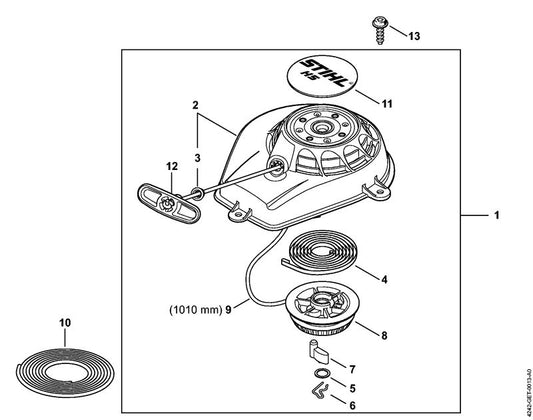 STIHL 4242-967-1500 Typeplaatje HS 46 positie 11 technische tekening