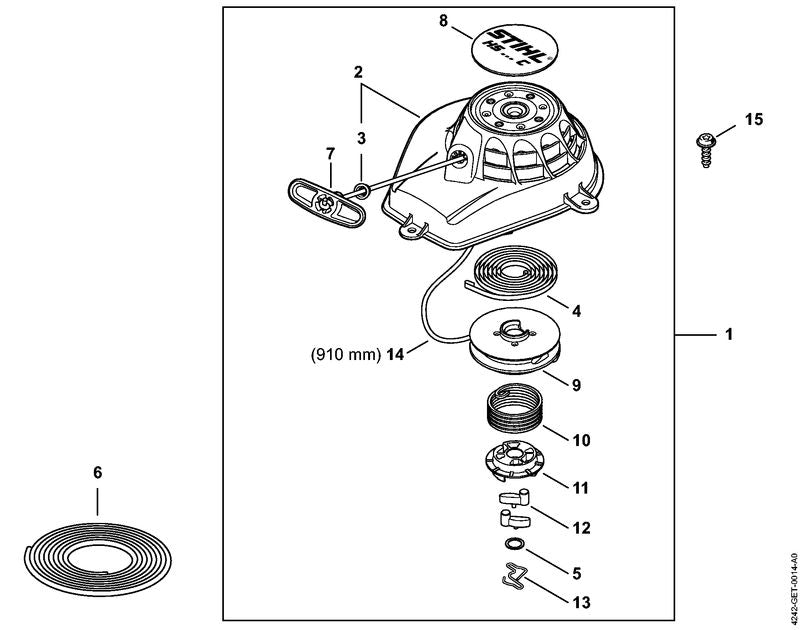 STIHL 4242-080-1801 Ventilatorhuis positie 2 technische tekening