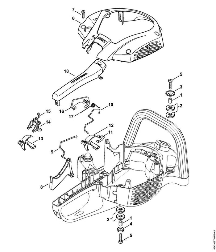 STIHL 4242-185-1900 Chokestang positie 10 technische tekening