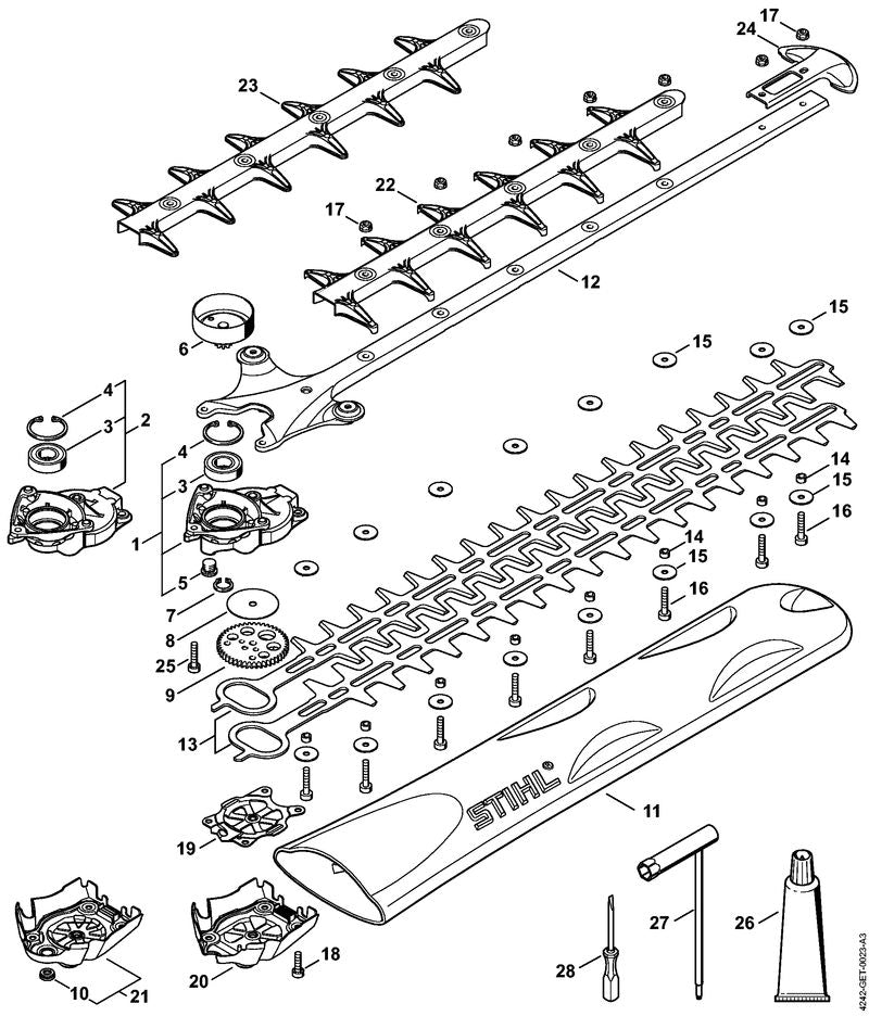 STIHL 9022-346-1050 Cilinderkopbout IS-M5x25 positie 16 technische tekening