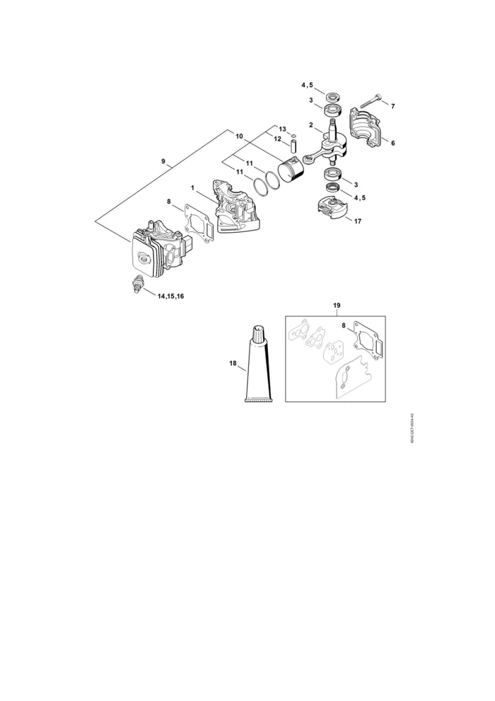 STIHL 9075-478-4186 Cilinderkopbout IS-D5x40 positie 7 technische tekening
