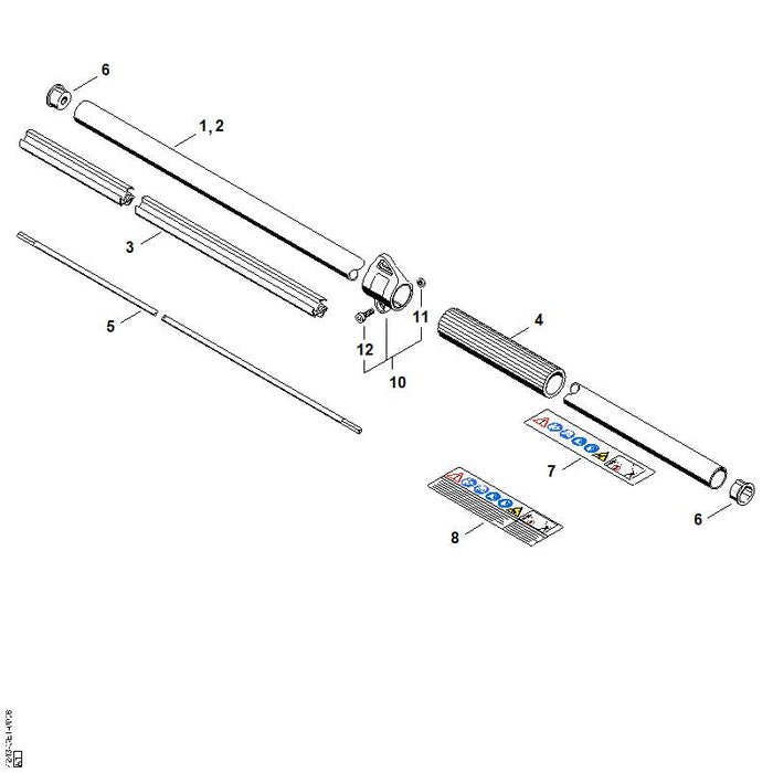 STIHL 4137-711-7300 lagerbuis 1455 mm positie 3 technische tekening