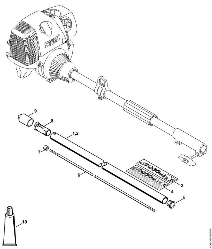 STIHL 4243-710-7121 Steel Ø 25,4 mm positie 2 technische tekening