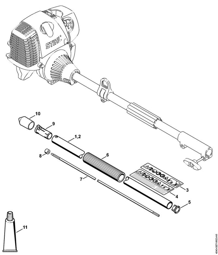 STIHL 4243-710-7123 Steel Ø 25,4 mm positie 1 technische tekening