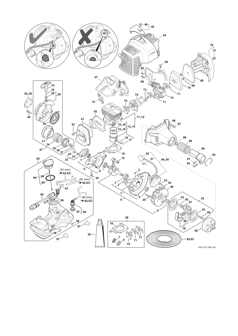 STIHL 9074-478-2970 Cilinderkopbout IS-P4x10 positie 96 technische tekening