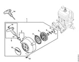 STIHL 4244-190-0304 Chokedeksel m. startmechanisme positie 1 technische tekening