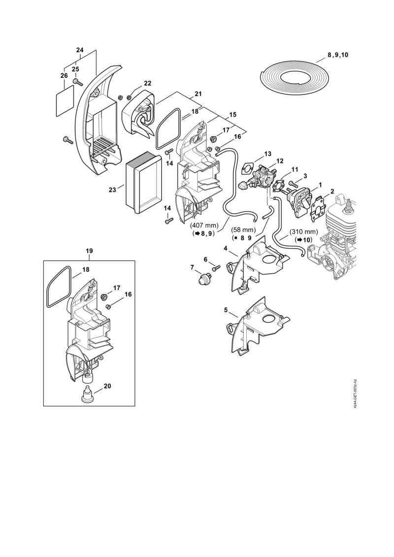 STIHL 4244-087-3000 Luchtgeleidekap positie 5 technische tekening