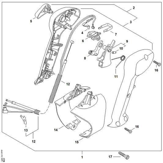 STIHL 4244-180-1113 Gaskabel positie 12 technische tekening