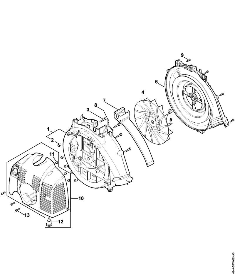 STIHL 4244-700-4110 Rotorhuis positie 1 technische tekening
