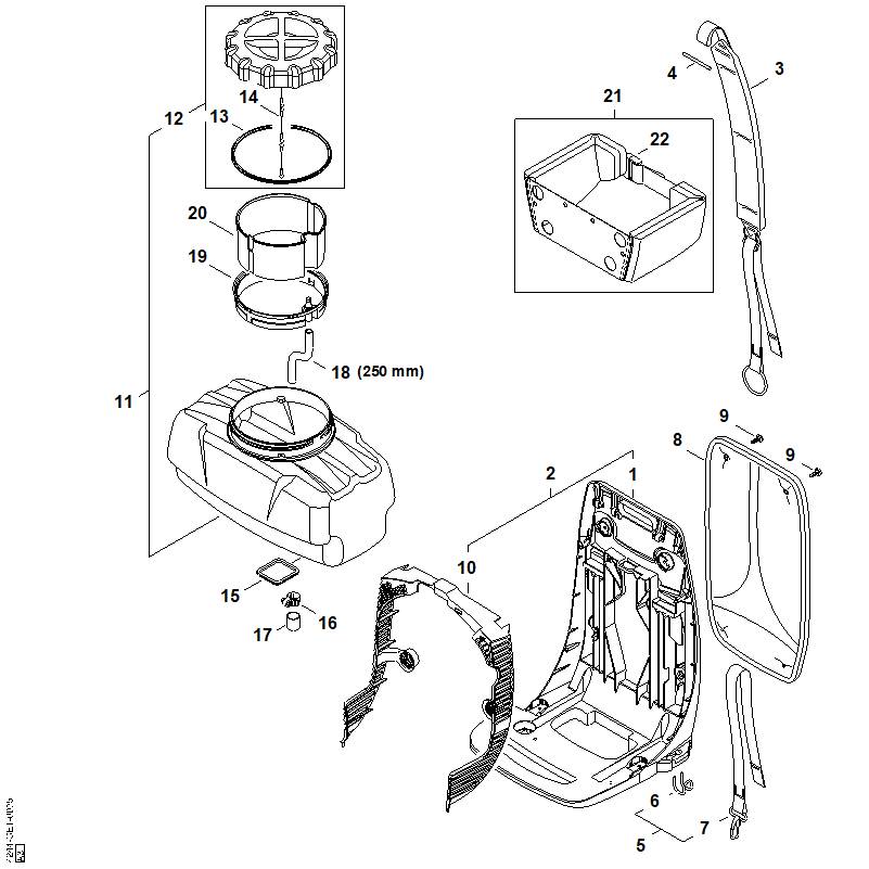 STIHL 4244-700-0803 Tank 14 l positie 11 technische tekening