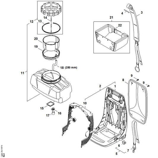 STIHL 4244-719-0250 Pakking positie 15 technische tekening
