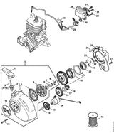 STIHL 4244-195-6701 Tandwiel positie 16 technische tekening