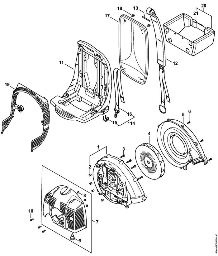 STIHL 4244-791-4600 Haak positie 15 technische tekening
